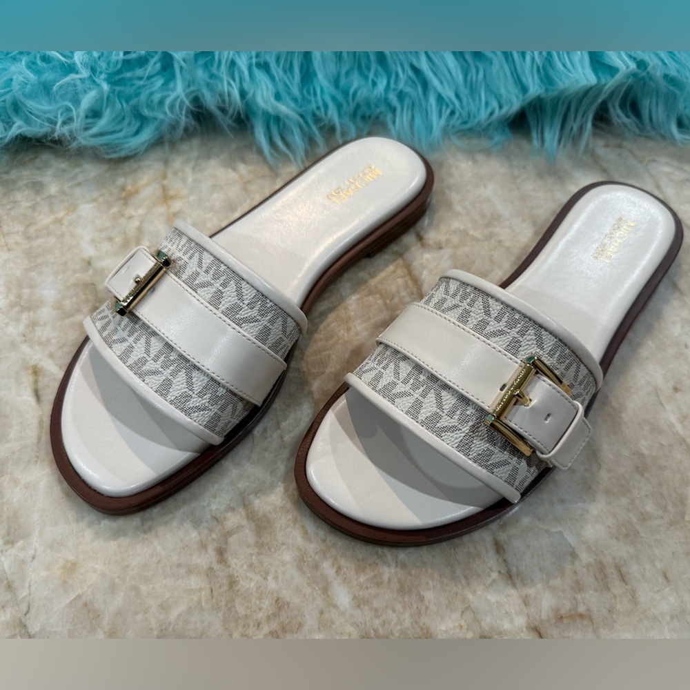 Michael Kors White Slide Sandals - Picture 2 of 9